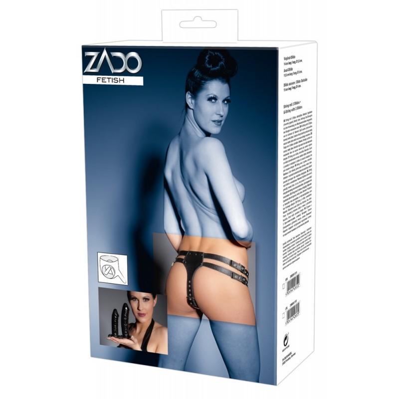 Nahast strap-on püksikud + 3 dildot l/xl suurus - ZADO