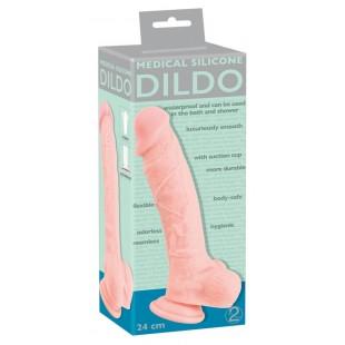 Реалистичный фаллоимитатор medical silicone dildo - 24 см.