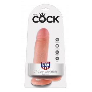 Klassikaline dildo 19,4cm ihuvärvi munanditega - king cock