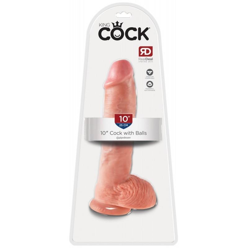 Большой фаллоимитатор с мошонкой 10" cock with balls на присоске - 25,4 см.