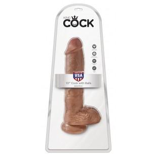 Klassikaline dildo 27cm pruun munanditega - king cock