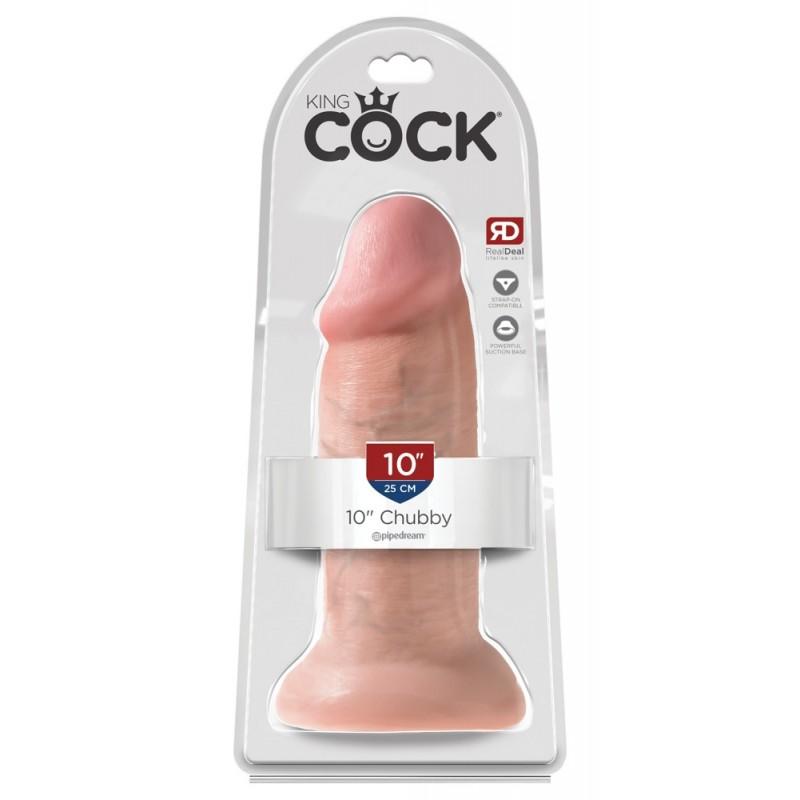 Телесный фаллоимитатор king cock 10" chubby - 25 см.