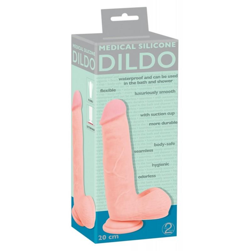 Фаллоимитатор реалистик прямой Medical Silicone Dildo 20 см., телесный