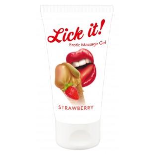 Suudeldav maasikamaitseline massaažigeel 50 ml - Lick it!