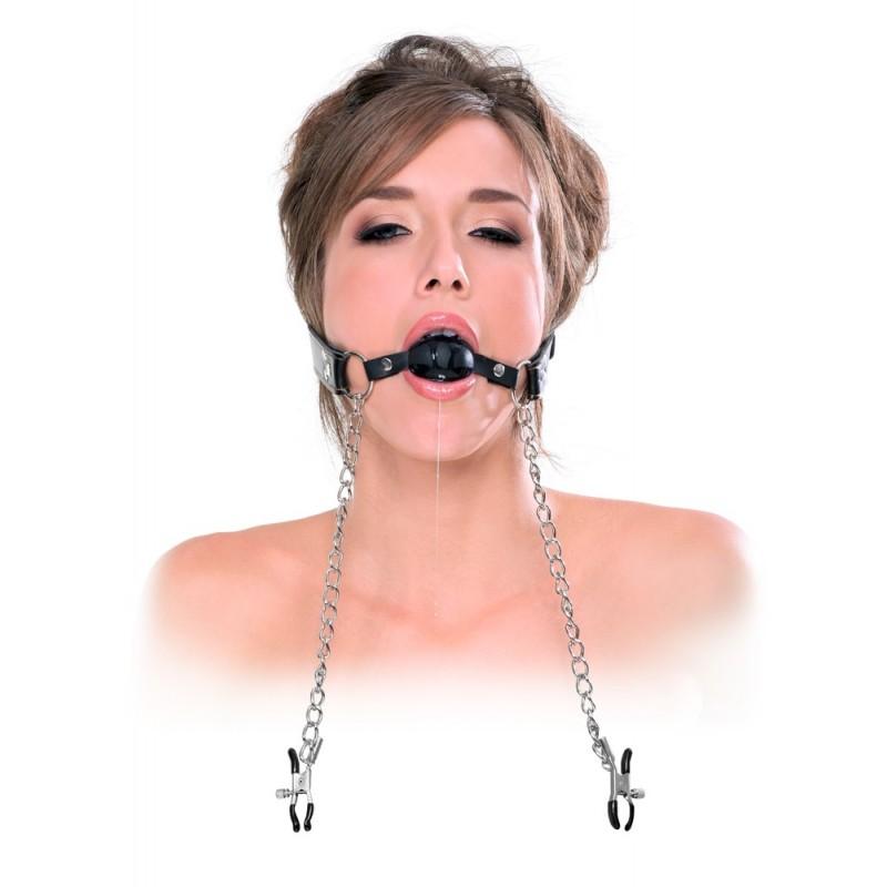 Ffe deluxe ball gag and nipple