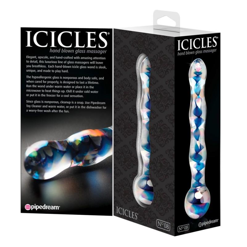 Klaasist dildo sinine - icicles nr. 8