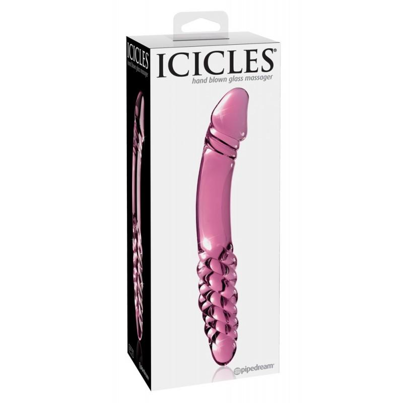 Roosa klaasist dildo - Icicles nr. 57