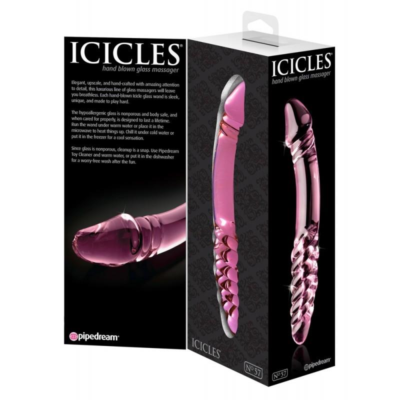 Roosa klaasist dildo - Icicles nr. 57