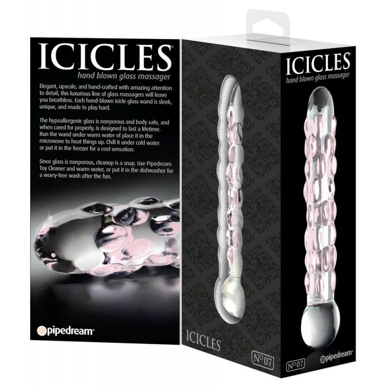 Eritiline dildo 17,8 cm läbipaistev klaas - icicles nr. 7