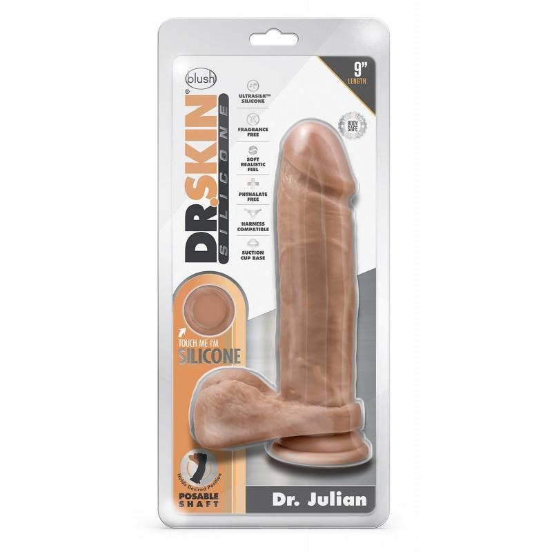 Dildo munanditega 23cm tume nahavärv - dr. SKIN dr. JULIAN