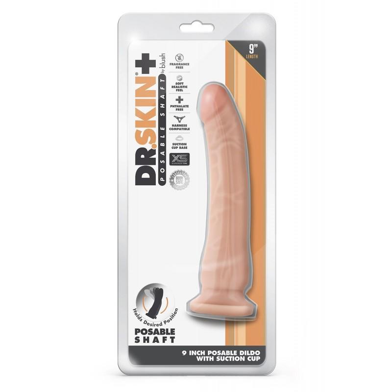 DR. SKIN PLUS 9 INCH POSABLE DILDO VANILLA