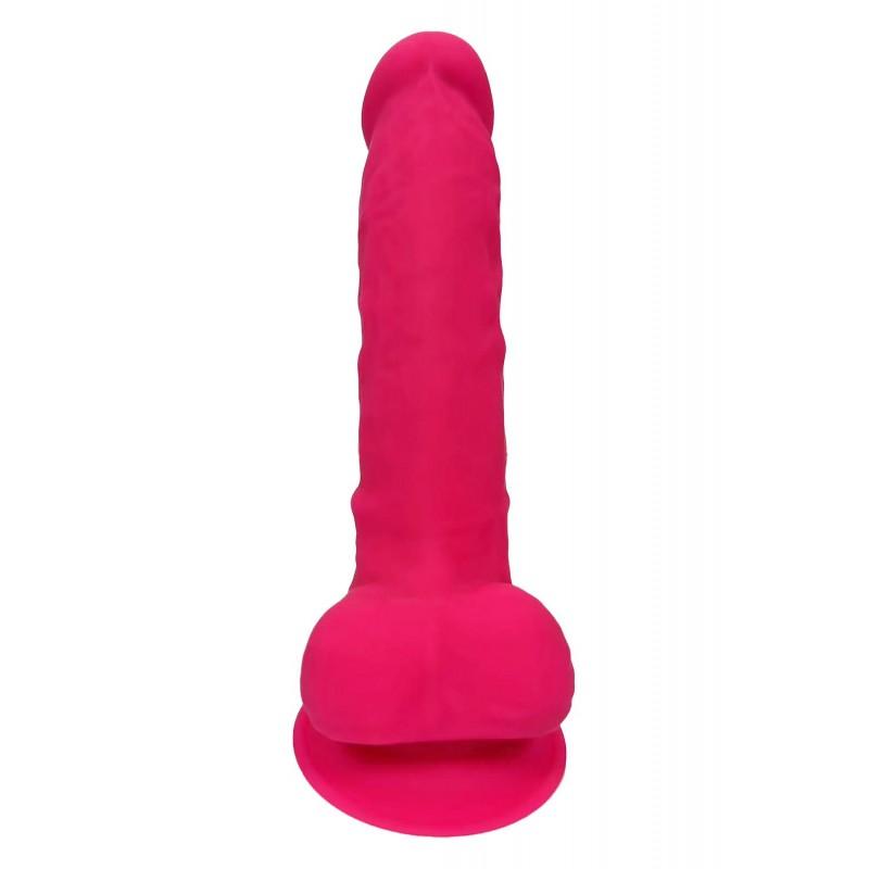 REAL LOVE DILDO WITH BALLS 7INCH FUCHSIA