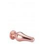 блестящая анальная пробка с камнем Gleaming love rose gold размер L 12,7 cm