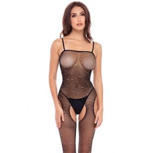 Sparkle crotchless bodystocking, os