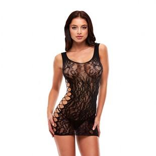 Lapdance - leopard lace mini dress black