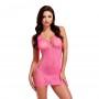 Lapdance - leopard lace mini dress pink