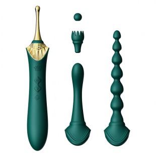 Vibrator with 4 attachments - Zalo - Bess 2 Turquoise Green