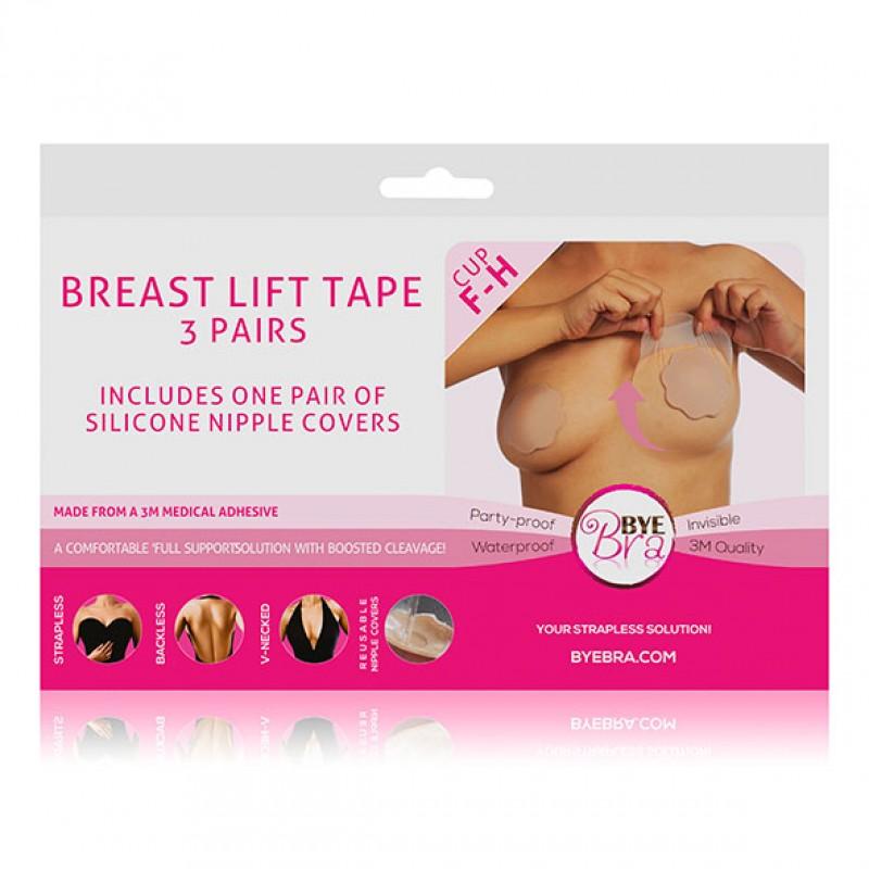 Bye bra - breast lift & silicone nipple covers f-h nude 3 pairs