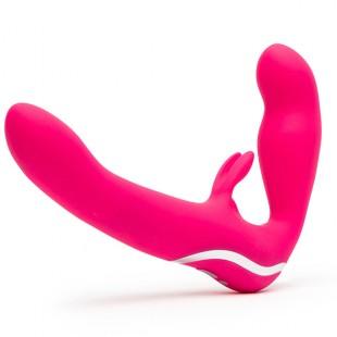 strapless strap-on rabbit vibe pink - Happy rabbit