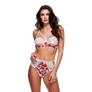 baci - white floral & lace bra set s/m