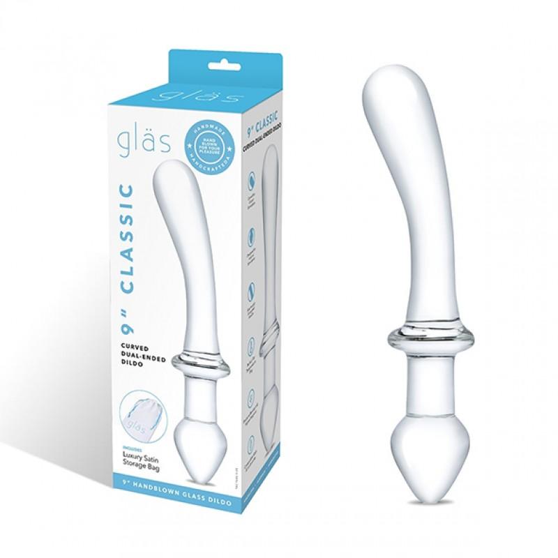 Topelt kõver klaasist dildo/anaaltapp - Glas