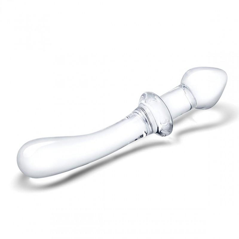 Topelt kõver klaasist dildo/anaaltapp - Glas