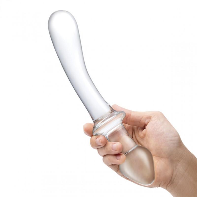 Topelt kõver klaasist dildo/anaaltapp - Glas