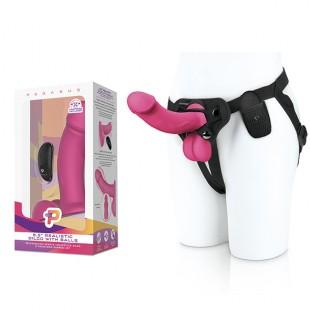 PEGASUS - 6.5 INCH REALISTIC SILICONE DILDO WITH BALLS AND HARNESS PINK