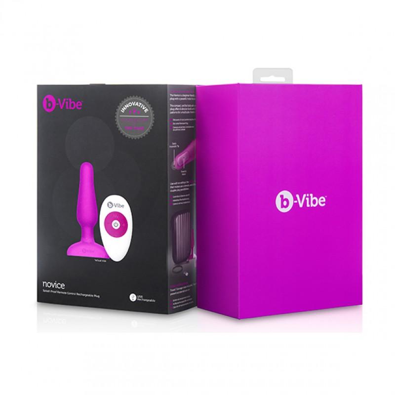 Анальная вибропробка с ДУ b-Vibe Novice, сиреневый