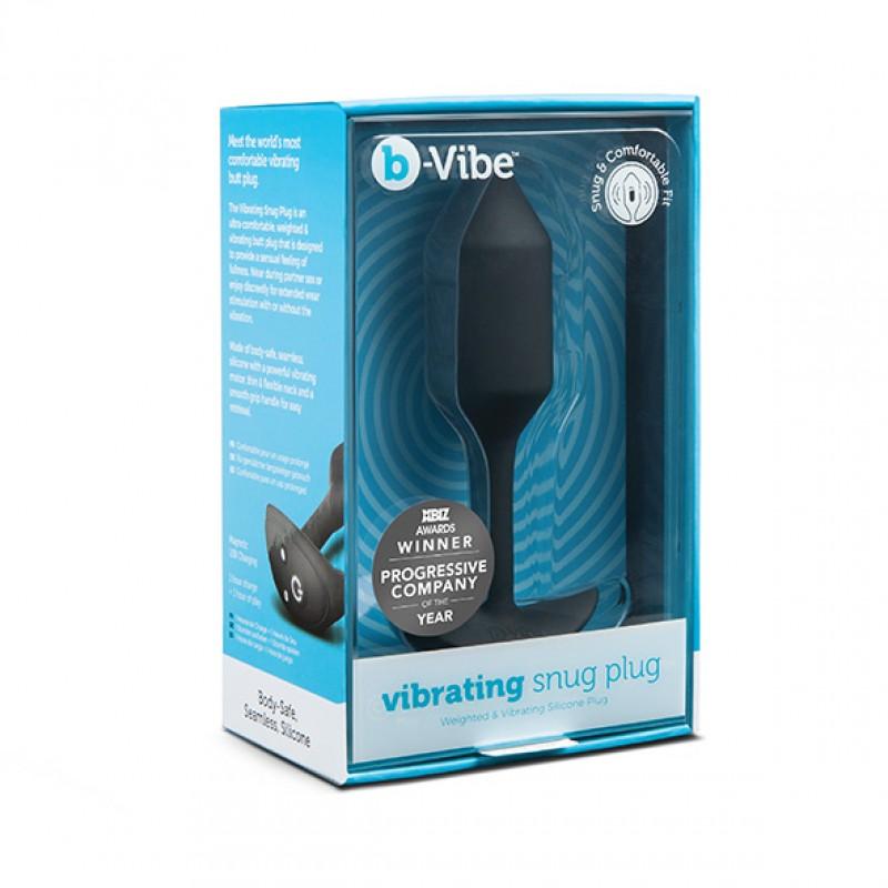 Пробка для ношения с вибрацией b-vibe vibrating snug plug 2, черная