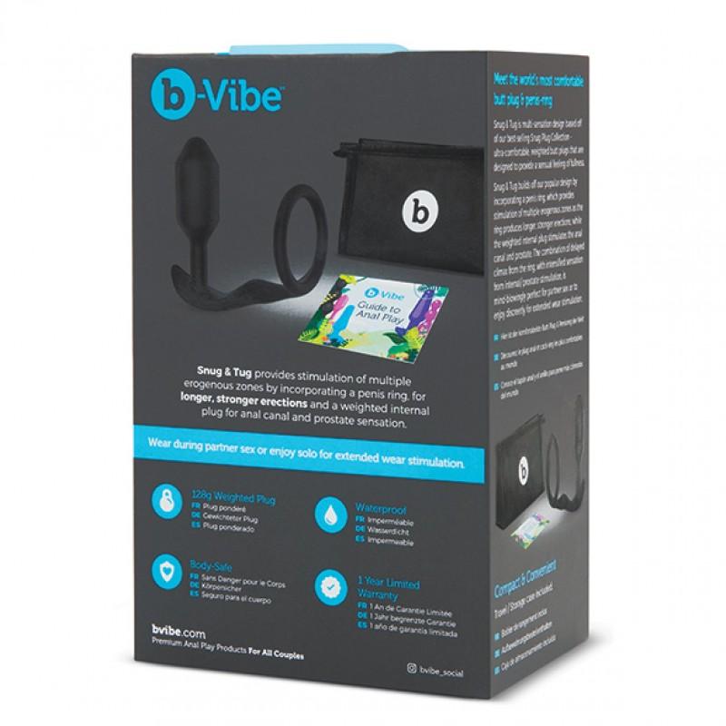 Анальная пробка с эрекционным кольцом b-Vibe Snug & Tug S, черный