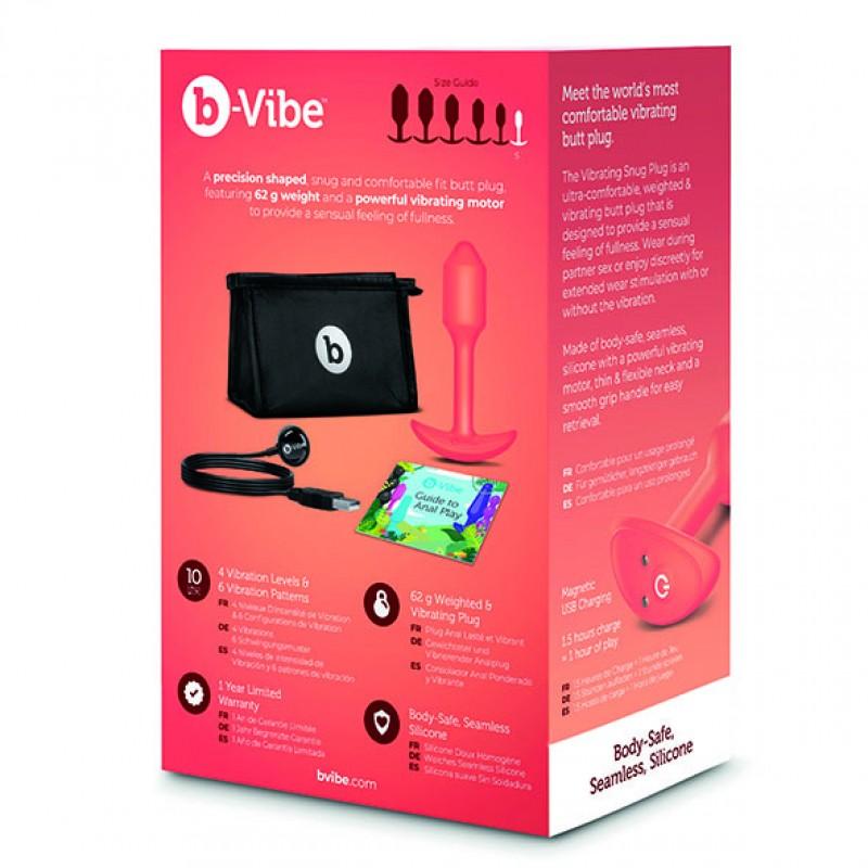 Пробка для ношения B-Vibe Vibrating Snug Plug 1 с вибрацией, оранжевая