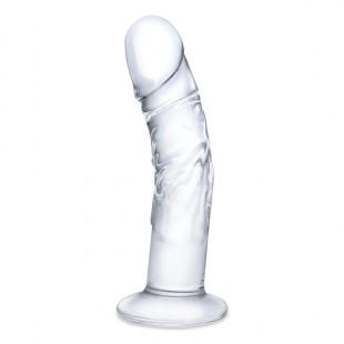 Glas - Curved Realistic Glass Dildo With Veins