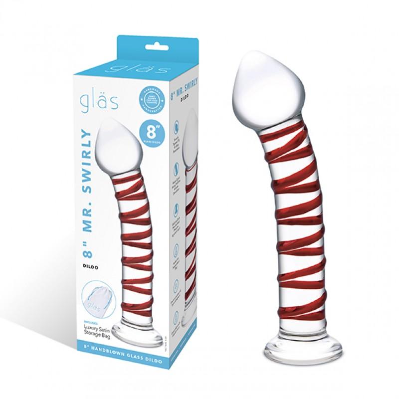 Klaasist dildo joontega 20,3 cm - Glas - hr. Swirly