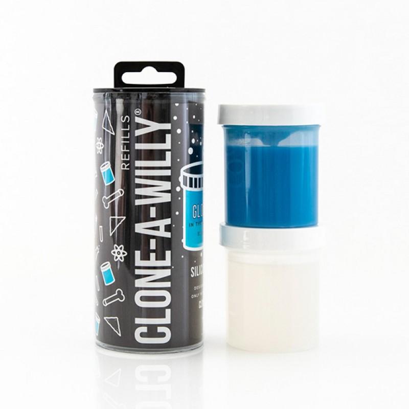 Clone-a-willy - refill glow in the dark blue silicone