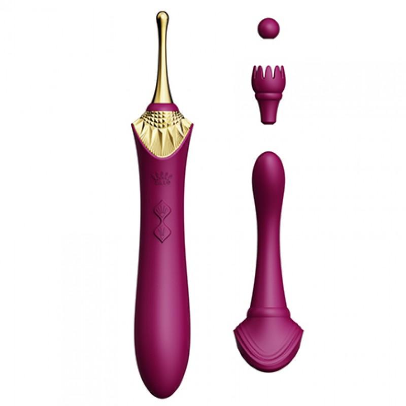 vibrator with 3 attachments - Zalo - bess velvet purple