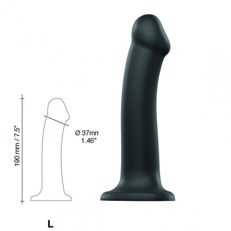 Strap-on-me - semi-realistic dual density bendable dildo black l