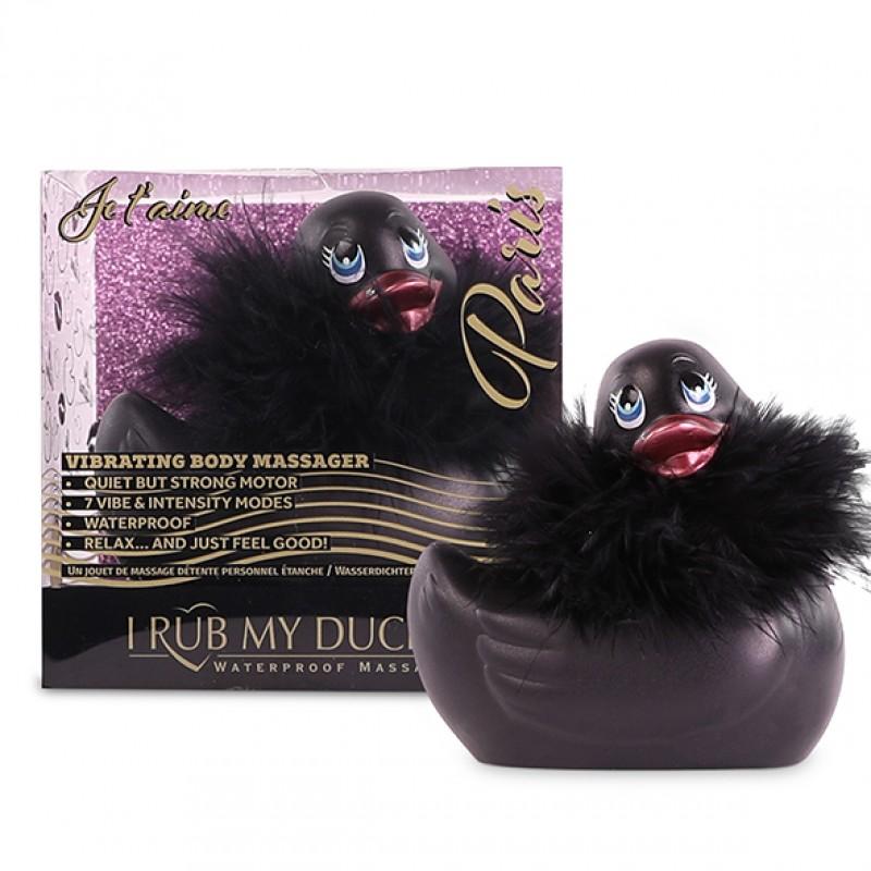 Вибратор-уточка Big Teaze Toys I Rub My Duckie 2.0, с мехом, черный