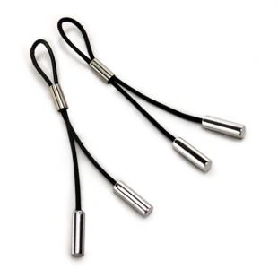 Crave - leather nipple tassels black silver