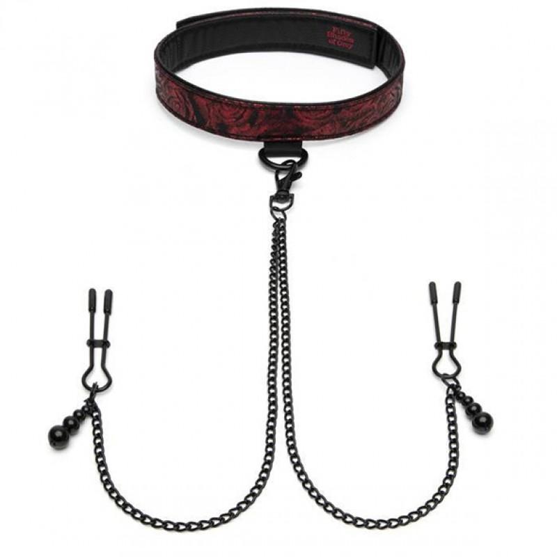 Collar with nipple clamps on chains - Fifty shades of grey