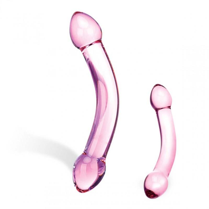 Klaasist dildo, kõver G/P-punkti stimuleerimiseks, 18 cm, lilla - Glas