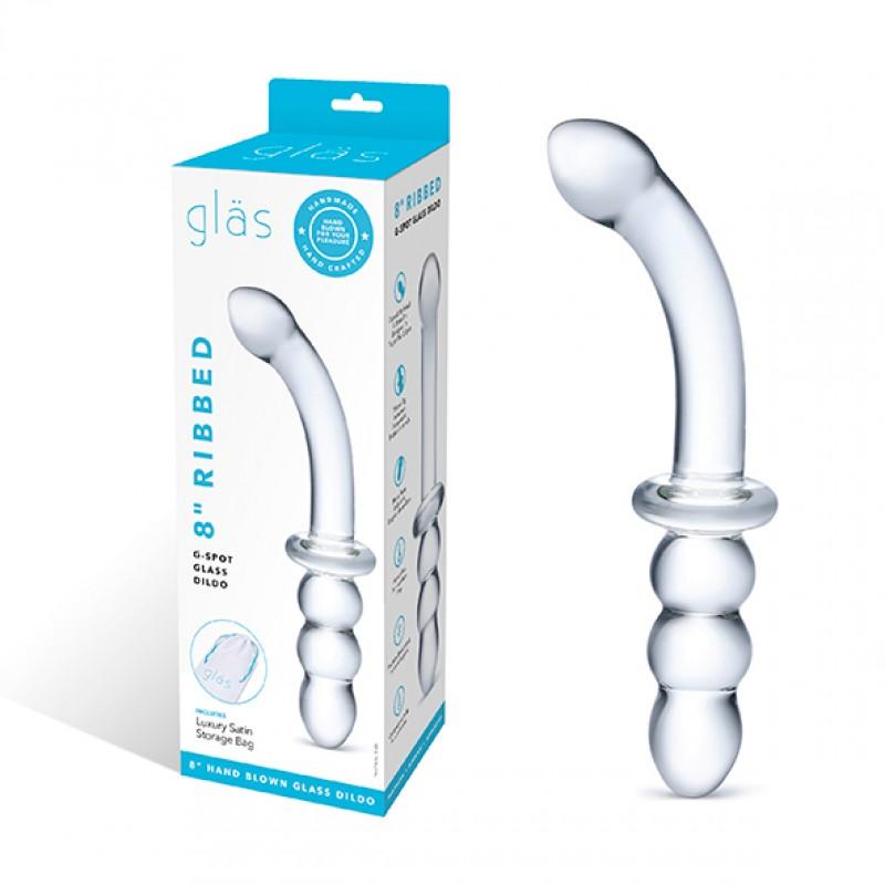 Glas - ribbed g-spot glass dildo