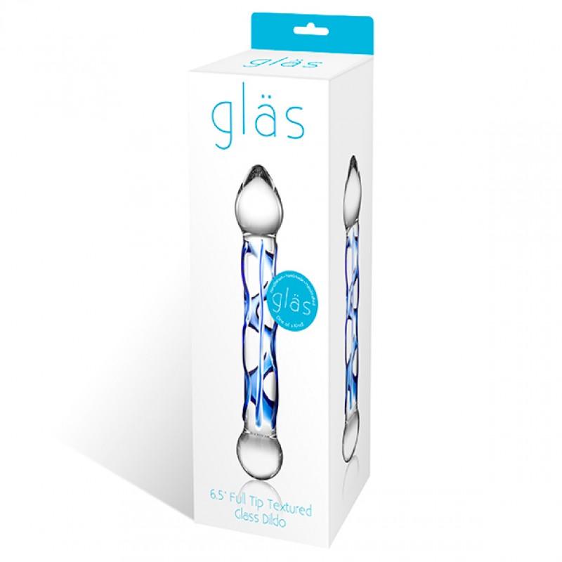 Glas - full tip textured glass dildo